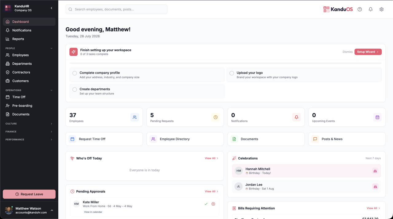 KanduOS Dashboard